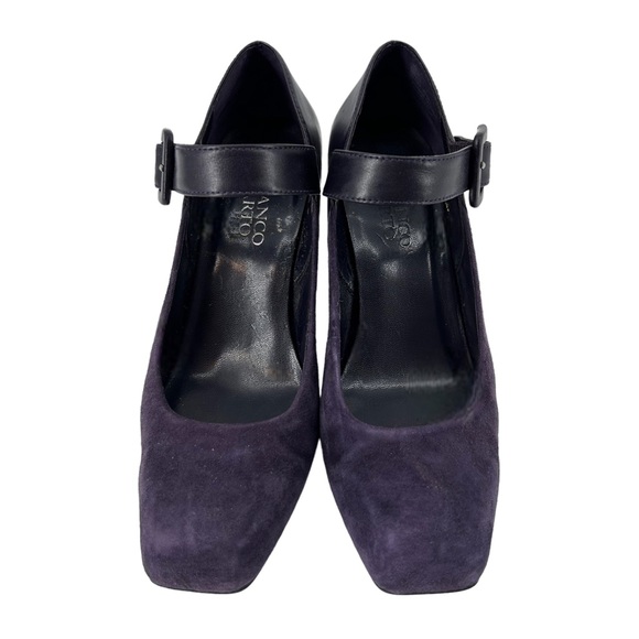 Franco Sarto Purple Suede Square Toe Mantra Mary Jane Heels - Picture 3 of 7